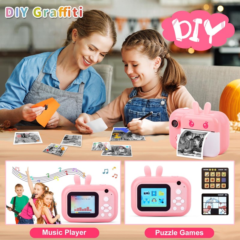 MINIBEAR Instant Print Camera for Kids with Print Paper, 40MP