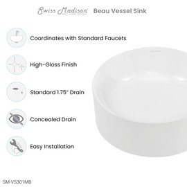 Beau 16.5” Round Vessel Bathroom Sink