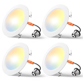 Amico Recessed Lighting 4 Inch, 4 Pack 5CCT Flat LED Can Lights, 2700K/3000K/4000K/5000K/6000K Selectable, 7W Eqv 120W, 700LM Brightness, Retrofit Installation - ETL & FCC