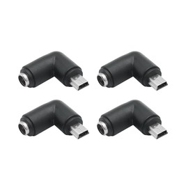 4Pcs DC 5.5mm x 2.1mm to Mini USB Adapter, 90 Degree Right Angle DC 5521 Female to Mini USB Male Plug Convert Connector 5V Power Supply Adapter