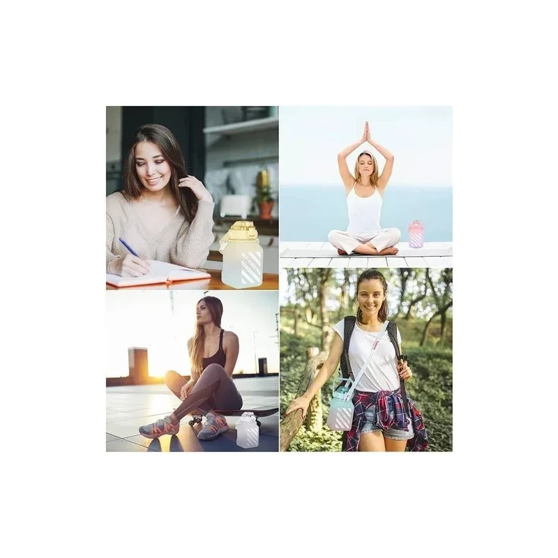 Total Supplier Botella De Agua Cuadrado Termo Motivacional Con Correa