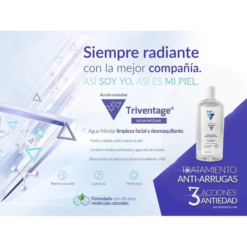 Triventage Agua Antibacterial Micelar Desmaquillante