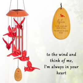 Solar Powered Outdoor Wind Chime with Wooden Plaque Plastic Wind Chimes for Garden Patio and Yard Decor Valentine's Day Housewarming Present