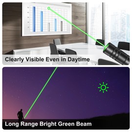 LETEAPII [2PCS] Green Light Flashlight and Red Light Flashlight, Long Range USB Rechargeable Tactical Pen with Star Cap for TV/LED/LCD Screens, Presentations, Astronomy, Camping, Hiking, and Outdoor