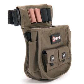 G.P.S Deluxe Double Shell Pouch - Rugged Shooting Range Bag With Adjustable Web Belt, Olive
