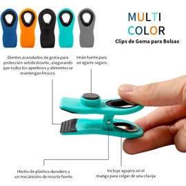 U Chef 10 Clips Magnéticos para Sellar Bolsas, Pinzas para Bolsas de Comida, Clips de Plástico para Bolsas, Selladores de Bolsas para Cocina y Refrigerador
