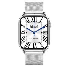 Atlanta Fitness Tracker with Heart Rate Pulse Blood Pressure ECG Hands-Free Sleep Steps Colour Display Smartwatch Bracelet Watch with Interchangeable Strap - 9725/19 (Silver)