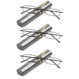 Newbee Fashion -"Pocket" Small Spring Hinge Readers Portable Aluminum Case Gunmetal