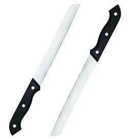PARENCE.- Set di 2 coltelli da pane in acciaio inossidabile/coltello da cucina seghettato con impugnatura ergonomica - lama 18 cm, set di 2