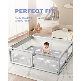 WONDAY Soft Non Toxic Baby Floor Playmat for Playpen, Bear Foldable Kids Crawling Mat 59 x 71 for Babies 6-12 Months, Infant Play Pen Mat for Toddlers 1-3