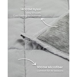 Weighted Blankets 10lbs, Twin Size Weighted Blanket for Hot Sleepers, Silky Soft Microfiber Double-Sided Weighted Blanket for All Season, Premium Ceramic Beads, 48 x 72 inches, Grey