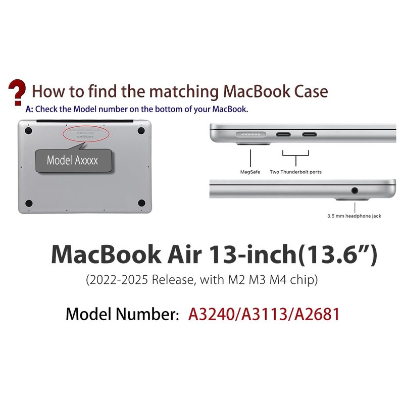 UESWILL for MacBook Air 13 inch M4 M3 M2 Case