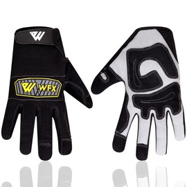 WFX Safety Working Gloves Flexible Heavy Duty Leather Mechanic Gloves Utility Dexterity Breathable Rigger Impact Gloves Heavy Duty Work for Mens Women (Black Grey, M)