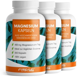 Magnesium Capsules 1095 x 668 mg Magnesium Oxide, 400 mg Magnesium per Capsule, Very High Magnesium Content (60%), Laboratory Tested with Certificate, 100% Vegan, 3 x 365 Magnesium Capsules