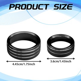 QBOONPT 3PCS AC Air Conditioner Switch Button Knob Cover, Radio Volume Control Knob Aluminum Alloy Trim Cover for Dodge Challenger Jeep Grand Cherokee Chrysler, Car Interior Decor Accessories(Black)