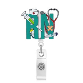 Hanreshe Retractable Badge Holder, RN Medical Design ID Card Reel, Nurse Stethoscope Badge Clip, Teal