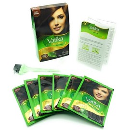 Dabur Vatika Henna Dark Brown Hair Colour Powder - 60g(6 x 10g Sachets),Goodness of Natural Henna, 100% Ammonia-Free & Grey Coverage, Protects & Gives Shine