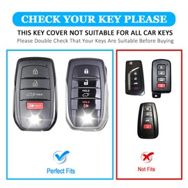 for Toyota Key fob Cover with Keychain, Soft TPU Key Case Protector for Toyota Crown Corolla Cross Grand Highlander Tundra Prius Venza Sequoia Land Cruiser Premium, 4 Buttons