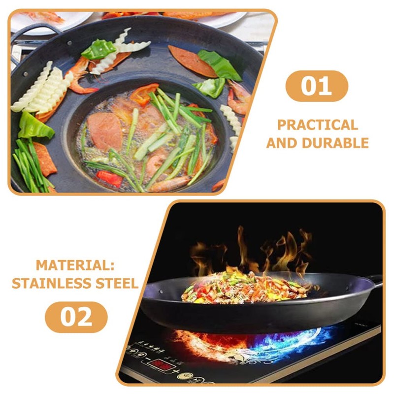 Happyyami Frying Concave Pan Stainless Steel Griddle Concave Discada Disc