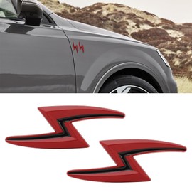 TOMALL 3D Metal S Lightning Emblems Badge 2pcs for Car Side for Fender Badge Car Chrome Zinc Alloy Badge Logo Stickers Trunk Symbol Badge Decals Decorations for All Cars Accessories (Black/Red)