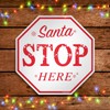 SantaStopHereWhiteStopSign - Letrero de parada de Navidad (30,5 x 30,5