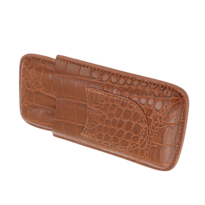 Cigar Holder Case Artificial Leather Portable Durable Elegant 3 Finger