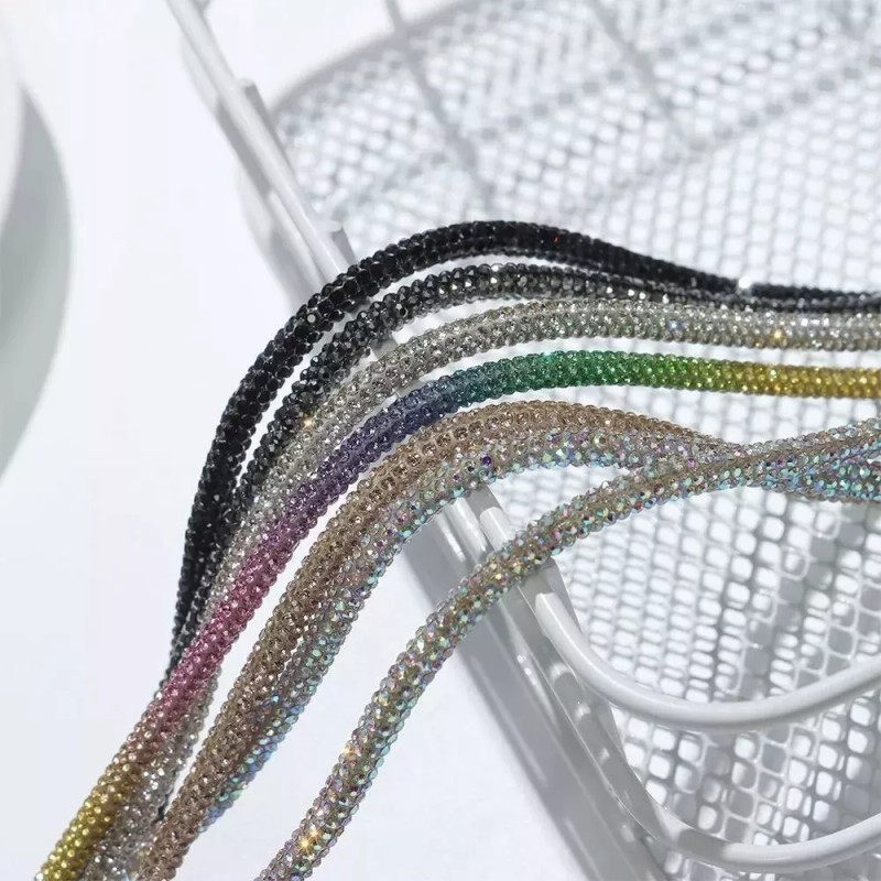 KFMX Agujetas Circular Diamantes Piedras 1.2m Tenis Zapatos