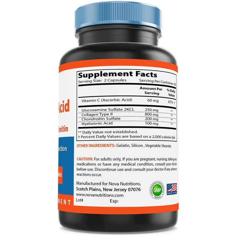 Nova Nutritions Hyaluronic Acid 100mg/serving 120 capsules