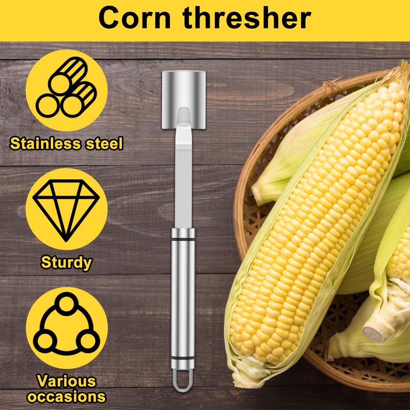 3PCS Corn Peeler Stainless Steel Corn Cutter with Long Handle