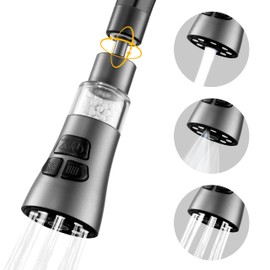 GQIRIL Sink Water Filter Faucet - 360° Rotating Faucet Filter Set with 9 Accessories, 3 Mode Sprayer Faucet Filter Purifier, Faucet Extender Remove Heavy Metal Hard Water for Kitchen Bathroom (Grey)