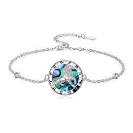 enjoylifecreative Women's 12 Zodiac Sign Bracelets, 925 Sterling Silver, Horoscope, Abalone Shell Pendant, Bracelet, Constellations, Astrology, Birthday Jewellery, Gifts for Women and Girls, Sterling