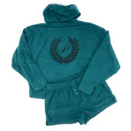 Victoria's Secret PINK Polar Fleece Hoodie and Short Set Pajama (US, Alpha, Medium, Regular, Regular, Green)