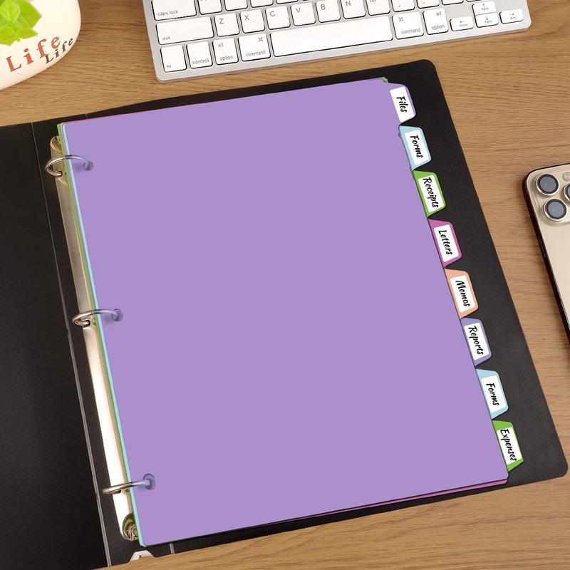 habgp 16Pcs/2 Set Binder Dividers with Tabs, 8 Color Tab