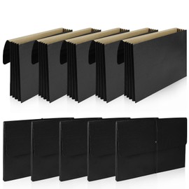 ElasignShopo 10 Pcs Accordion File Wallet Expanding File Folder with Flap and Cord Closure, 4 Inch Expansion, Letter Size Accordion Files Organizer, 10 x 15 Inches, Black