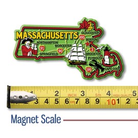 Massachusetts Colorful State Magnet by Classic Magnets, 4.4" x 2.5", Collectible Souvenirs Made in The USA