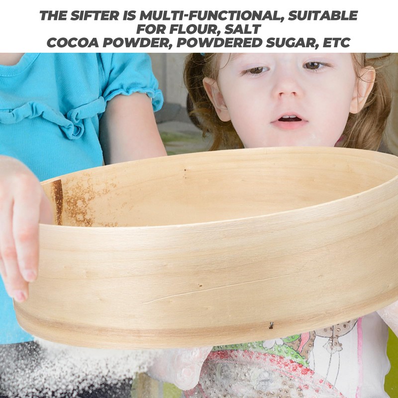 HANABASS Household Flour Sifter Handheld Sieve Wooden Flour Strainer Sieve