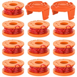 Trimmer Spool Line for Worx,12 Pack WA0010 Edger Spools Replacement for Worx, Trimmer Line Refills 0.065 inch for Worx, Suitable for Worx String Trimmers(10 Grass Trimmer Line, 2 Trimmer Cap)