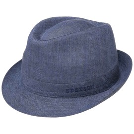 Stetson Geneva Linen Hat - Sun Hat for Women / Men - Fabric Hat Made in Italy - Summer Hat with UV Protection 40+ - Trilby Made of Linen Spring / Summer, blue