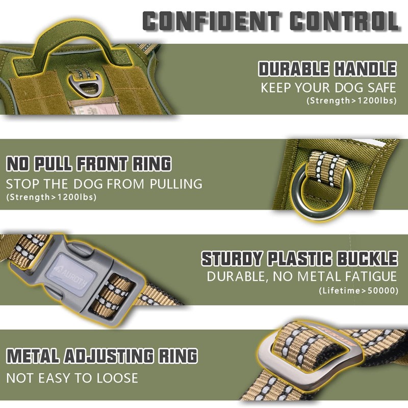 AUROTH Tactical Dog Harness for Large Dogs No Pull Adjustable