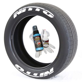 Tire Stickers Nitto Tire Lettering - DIY Permanent Glue On Rubber Decals for Tires with Glue & 2oz Bottle Touch-Up Cleaner / 19-21 Inch Wheels / 1.00 Inches/White / 8 Pack
