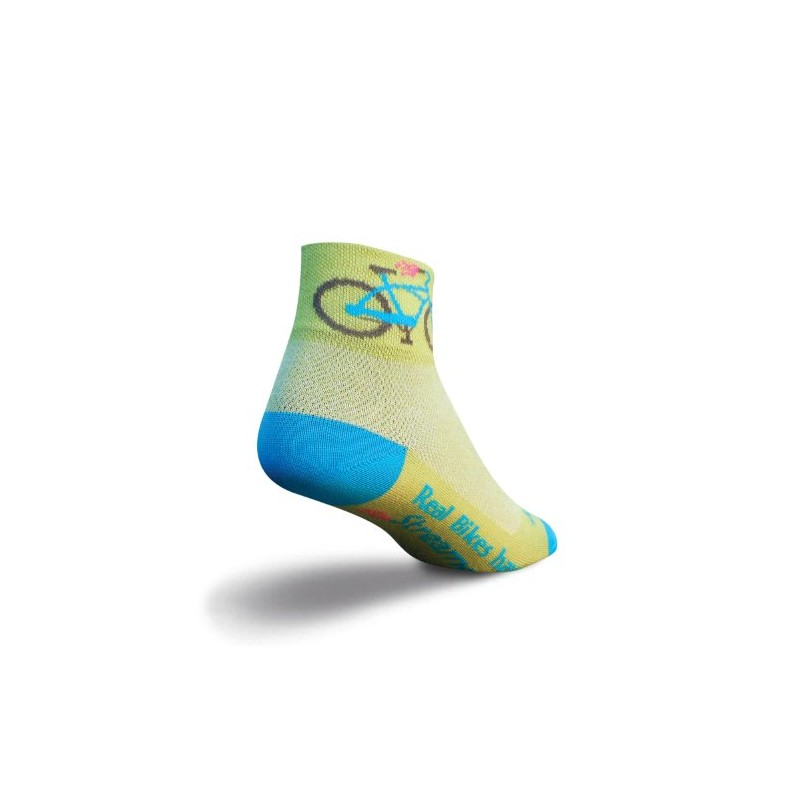 (Medium, Green) - SockGuy Women's 5.1cm Streamers Cycling/Running Socks
