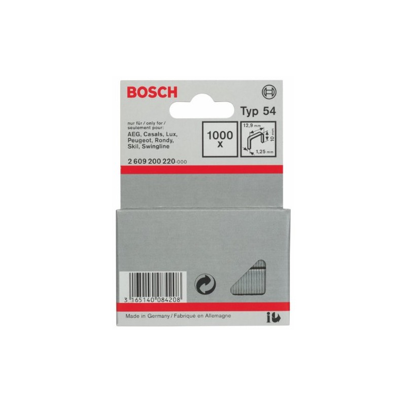 Bosch 2609200220 Fine Wire Staple, Silver, 10 x 12.9 mm,