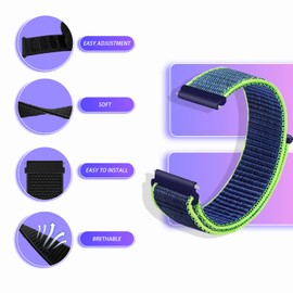 CeiBand Strap for 18 mm, 20 mm, 22 mm, nylon watch straps, replacement strap with Velcro fastener, adjustable watch strap for men and women, blue/green