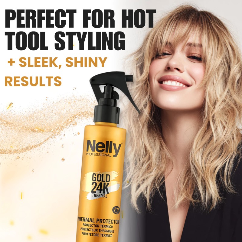 Nelly Gold 24K Thermal Spray – 6.76 oz, Heat Styling