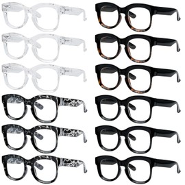 Eyekepper Thick Frame Reading Glasses 12 Pcak Readers for Women Ladies +1.25
