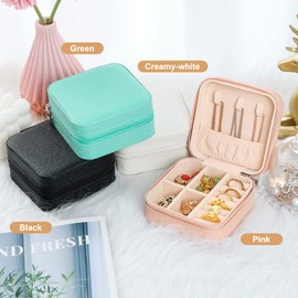 Sanikeon Mini Jewelry Travel Case, Leather Jewelry Travel Organizer for Women Girls Small Jewelry Boxes for Gifts Jewelry Organizer Travel Portable Display Case For Rings Earrings Necklaces (5PCS)