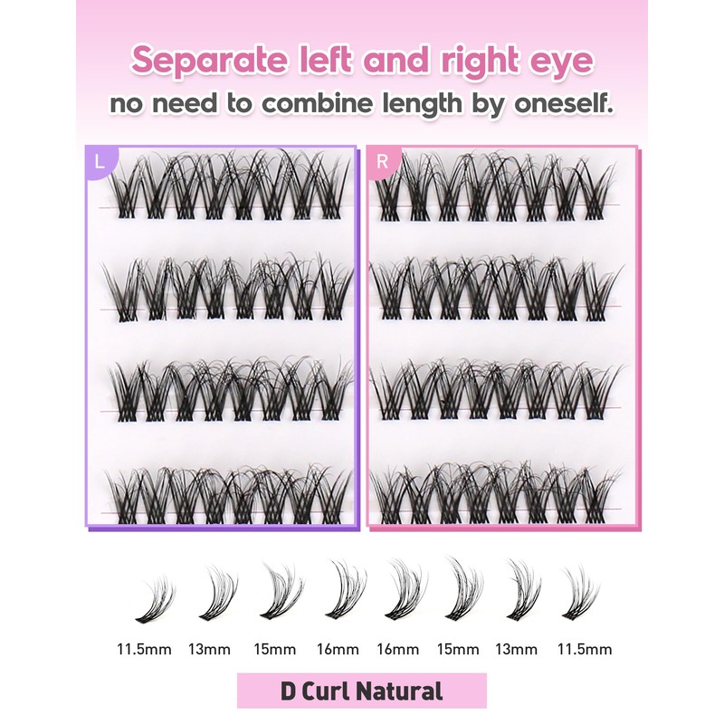 Wispy Lash Clusters Natural Lashes Clusters Short Individual Lashes Soft