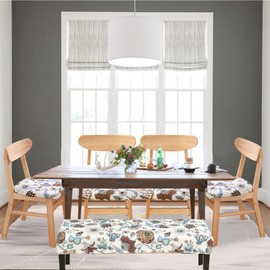 KRFOONN Waterproof Seat Covers for Dining Room Chairs Set of 4 with Bench Cover Washable Dining Chair Covers Removable Kitchen Chair Cushion Slipcovers Protector, 03