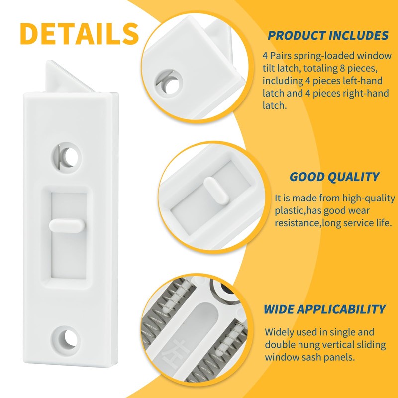 8 Pcs Window Latch Locks Spring Loaded Window Tilt Latch