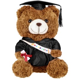 Hollowfly Graduation Bears 2024 Plush Stuffed Animal Bear with Gown Cap Tassel Set Graduate Cute Brown Bear Graduation Gifts Stuffed Bear Doll Plush Bear Toy for Party Supplies(Black, 9 Inch)